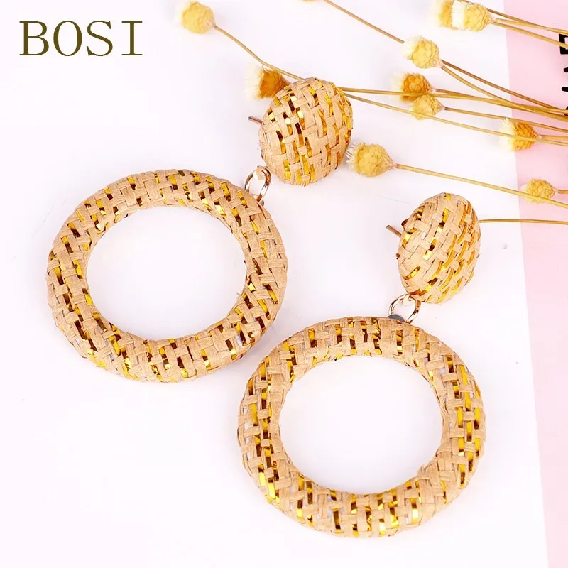Серьги из ротанга в стиле бохо 2019 Висячие Роскошные Длинные женские серьги