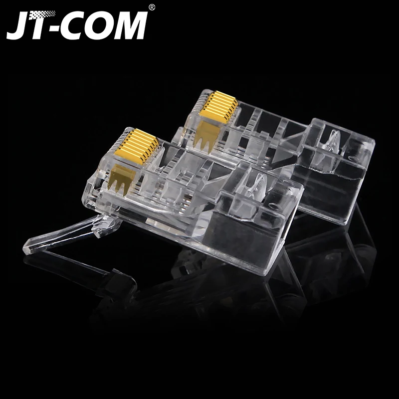 Разъем Cat6 RJ45 8P8C Модульный разъем кабеля Ethernet Позолоченный сетевой Cat 6 100PCS Crystal 8Pin