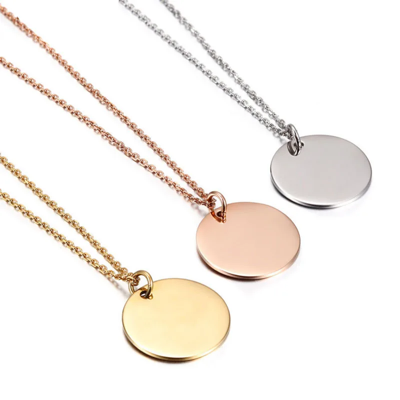 808 STORE Для женщин кулон Цепочки и ожерелья Jewelry Нержавеющая сталь монета круглая