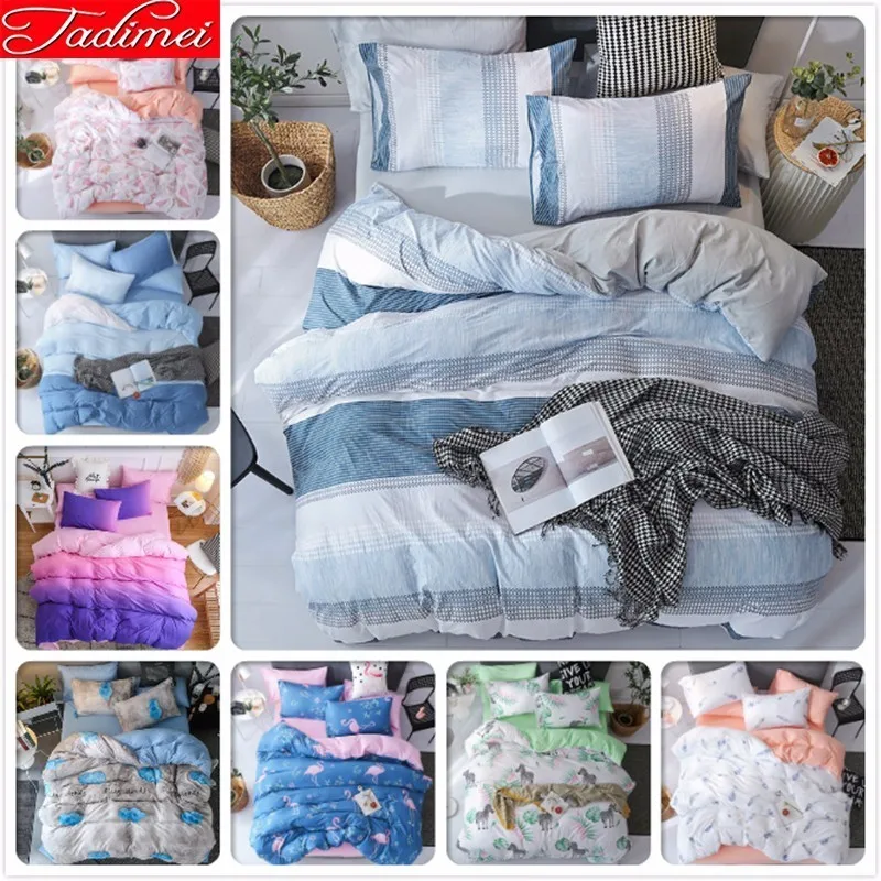 Пододеяльник в синюю полоску 3/4 шт Комплект постельного белья для взрослых детей