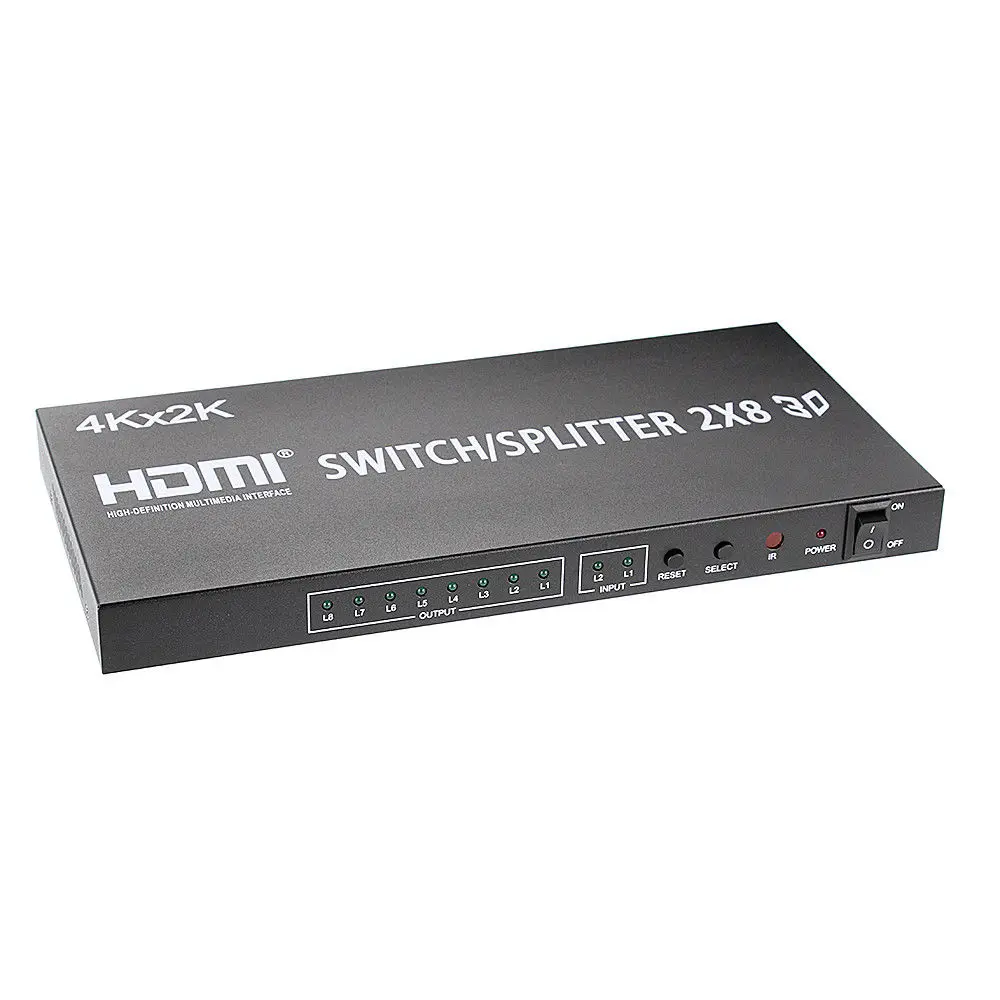 OPQ-2X8 HDMI 3D True Matrix Switch Splitter 2 In Source 8 Out Display W/ Remote 4K 2K | Электроника