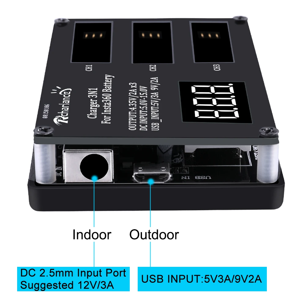 For Insta 360 ONE X Panorama Camera Battery Charger Rechargeable Micro USB Fast Charging 3 in 1 | Электроника
