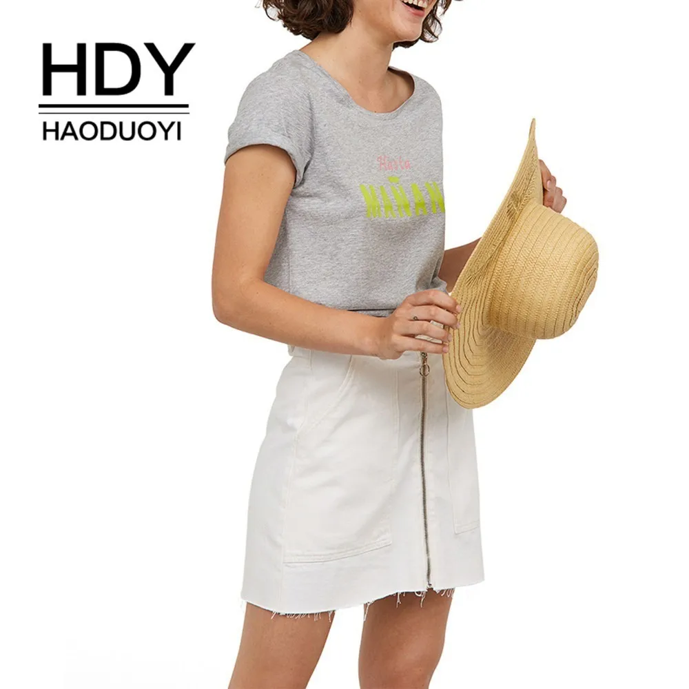 HDY Haoduoyi/Новая летняя однотонная серая простая футболка с короткими рукавами и
