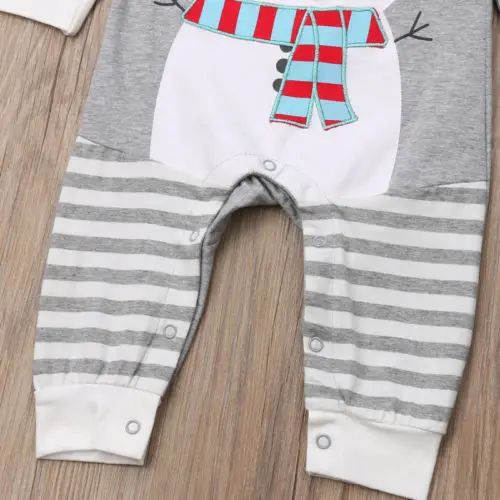 2018 Autumn Winter Newborn Baby Girls Boys Xmas Snowman Pattern Long Sleeve Romper Pants Jumpsuit Cotton Outfits Clothes 0-24M | Мать и