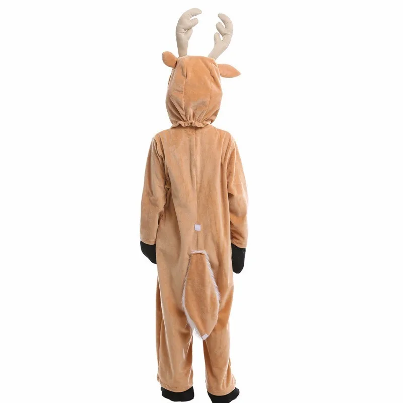 

Kids Halloween Masquerade Party Animal Reindeer Cosplay Costume Kingurumi Children Christmas Reindeer Flannel One-Piece Pajamas