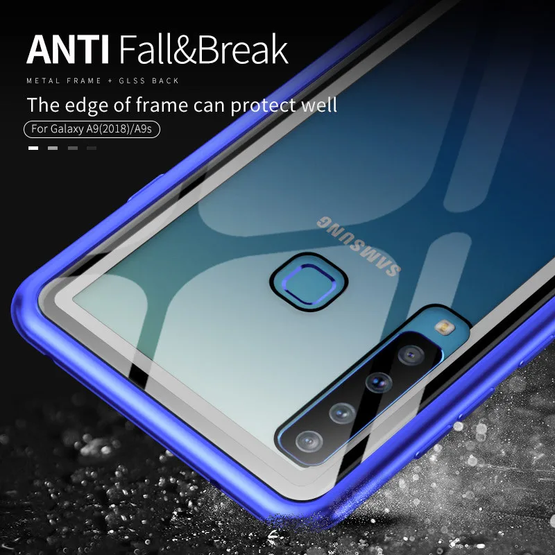 Для samsung A9 2018 A920 металлический бампер рамка с закаленного Стекло для задней