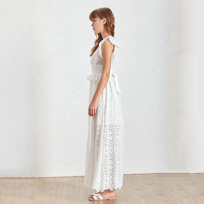 Платье с оборками TWOTWINSTYLE летнее пляжное платье без рукавов высокой талией