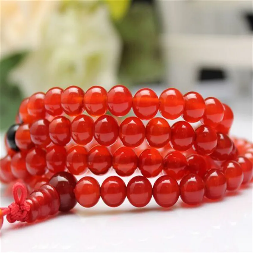 6mm Red Necklace mala Lucky men natural pray Hot Bless Handmade Meditation Sutra Multicolor Healing Buddhism | Украшения и