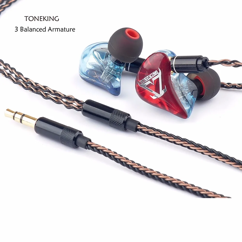 TONEKING T3 3BA на заказ DIY наушники для ушей 3 сбалансированные HIFI монитор MMCX 8 ядерный