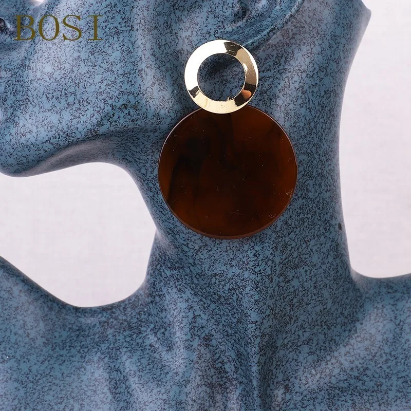 2019 Earrings Acrylic Fashion For Women Boho Acetate Round earrings metal Drop Earings Dangle Face Big Bohemian Jewellery cc | Украшения и