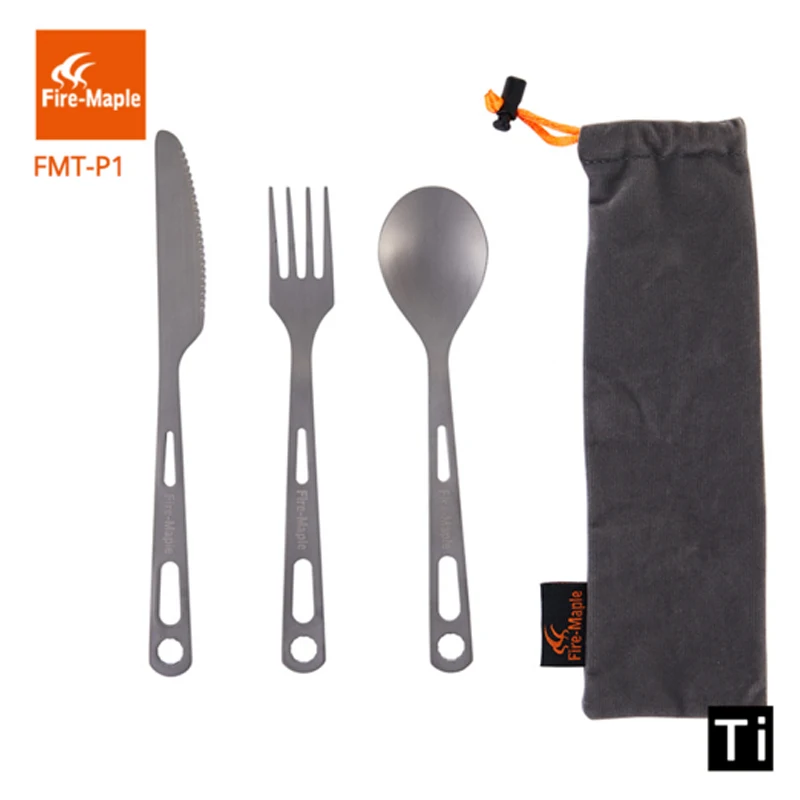 Огненная Кленовая ложка вилка нож походный титановый набор столовых приборов