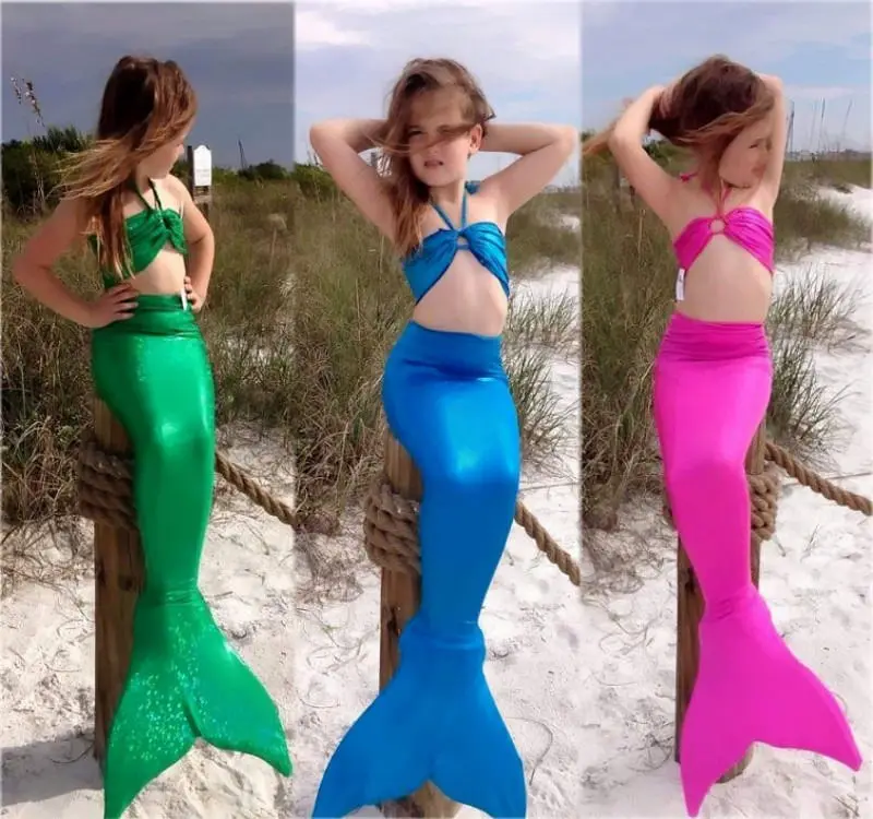 2018 Детский комплект бикини с маленькой русалочкой и хвостом для девочек Женский