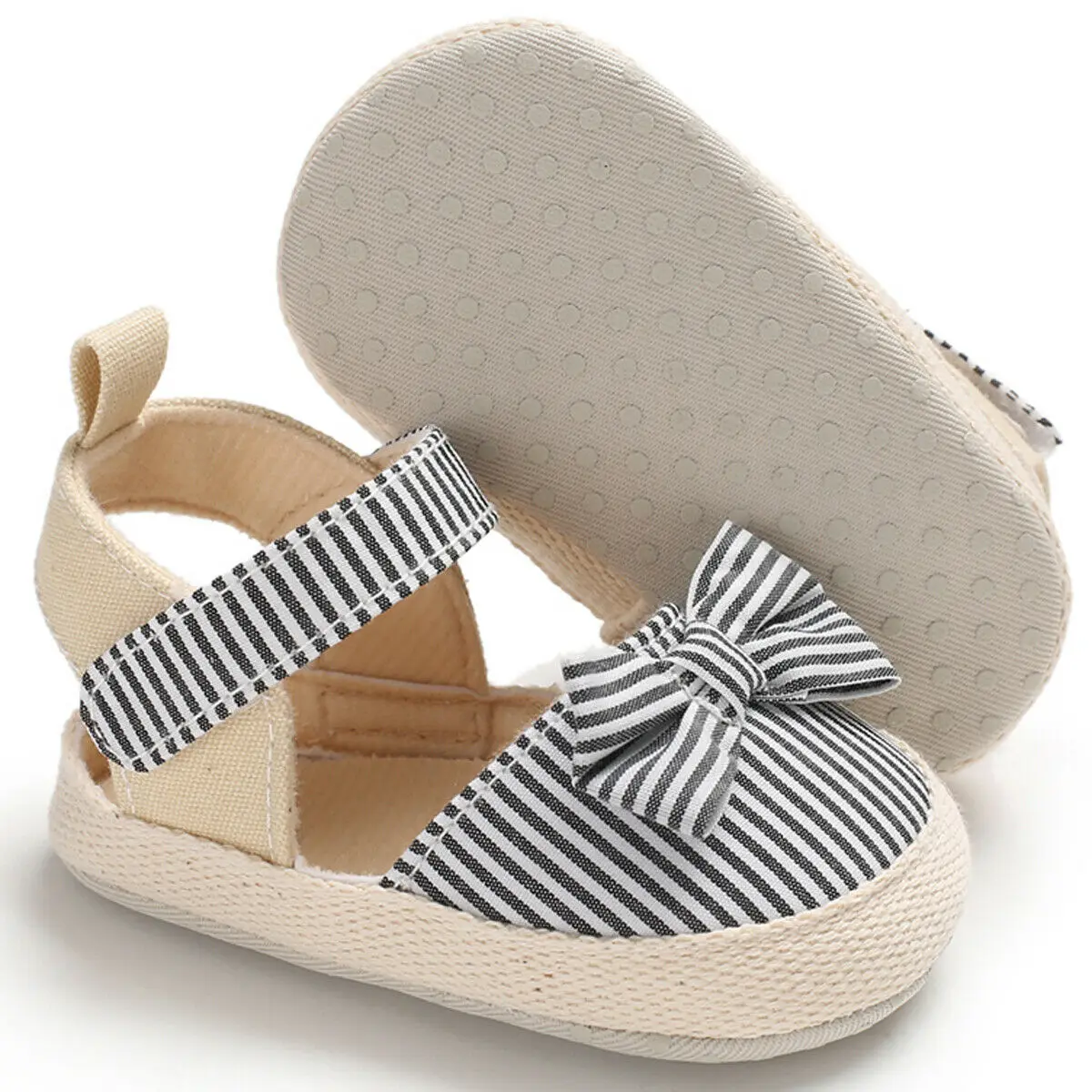 

Girls Baby Shoes Soft Sole Striped Cotton Cloth First Walkers Cute Baby Girl Non-slip Bowknot Prewalkers