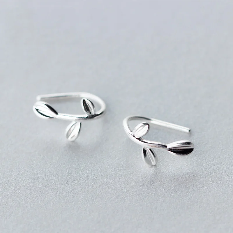Серьги женские из серебра 925 пробы с листьями |