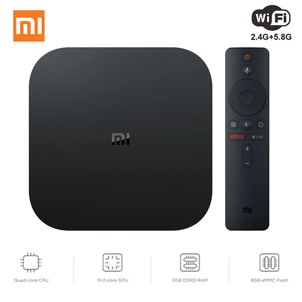 Xiaomi Mi Box S Smart tv Android 8 1 четырехъядерный 2 ГБ 4 г 5 Г WiFi BT4.2 медиаплеер Поддержка Google