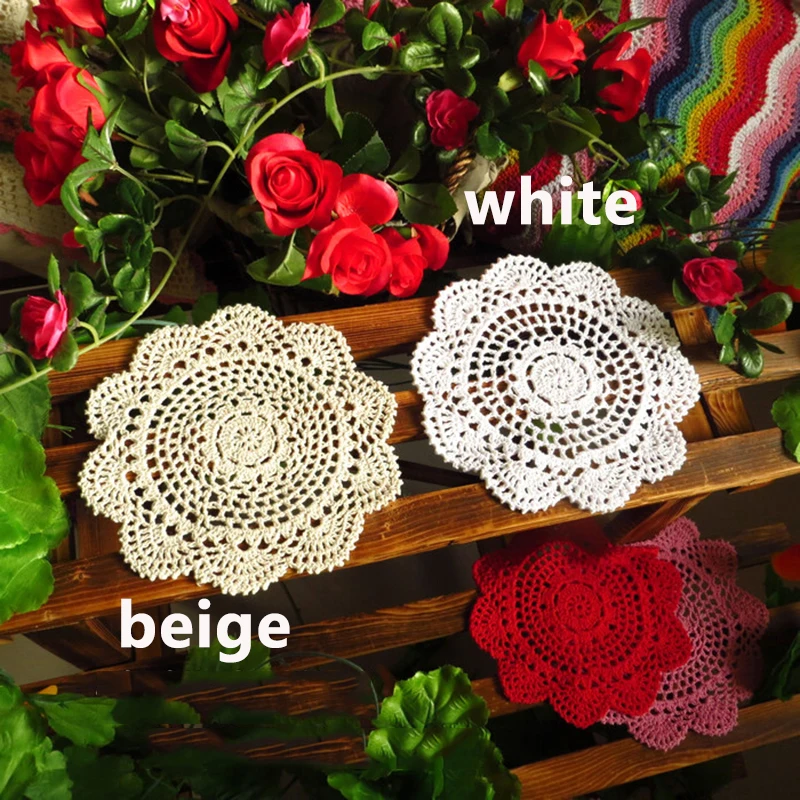 Хлопок ручной работы вязанный цветочный кружево Плетеный Винтаж Круглый