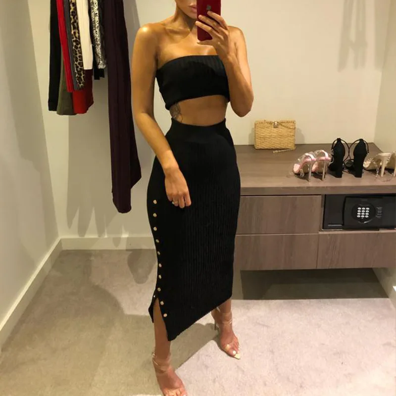 Женский комплект 2 шт. летнее модное платье с обмотанной грудью элегантное