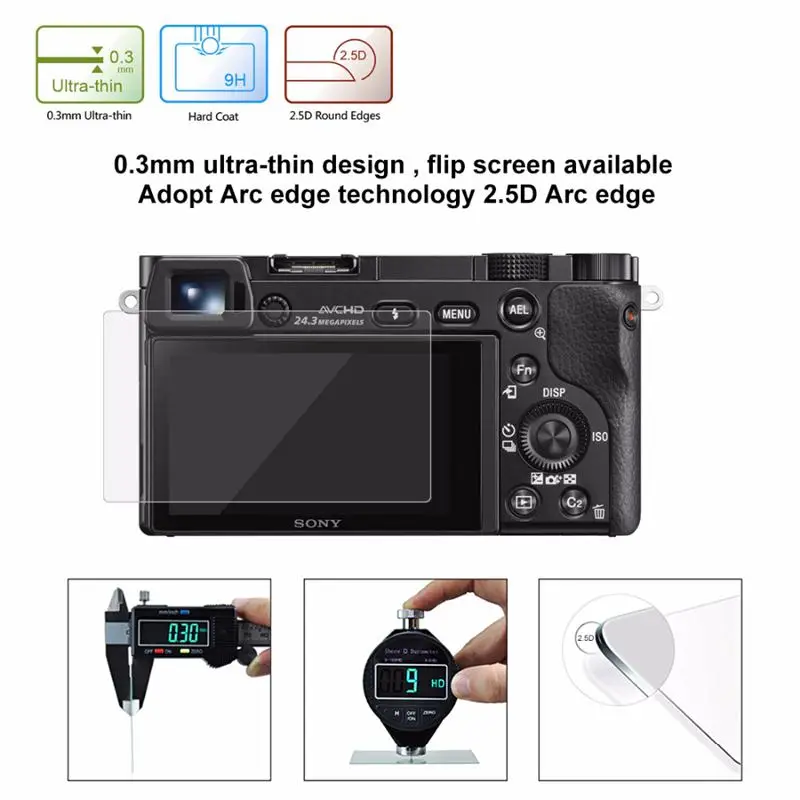 PULUZ for Sony A6000 / A6300 A6500 Camera 2.5D 0.3mm Curved Edge 9H Surface Hardness Tempered Glass LCD Screen Protector | Электроника