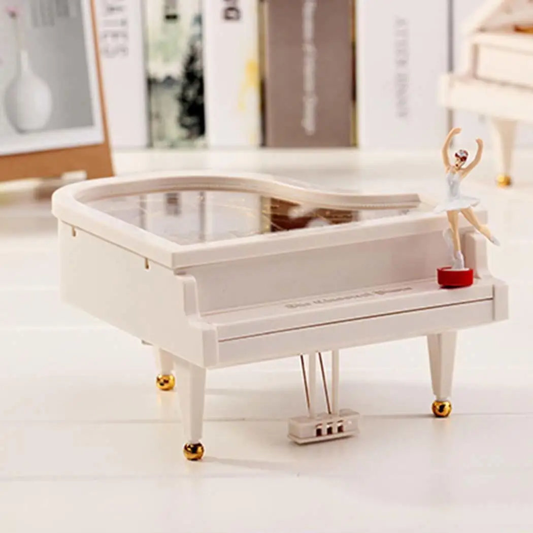 Piano Shape Music Box Creative Birthday Gift Rotating Girl | Дом и сад