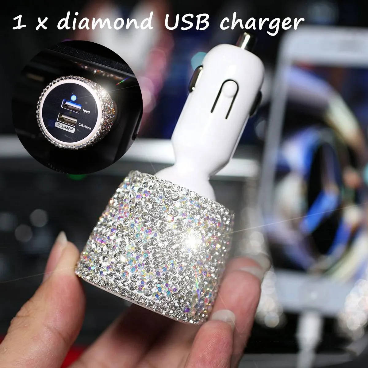 1 шт. Алмазный адаптер для автомобильного прикуривателя Dual 3.1A Prime ABS USB зарядка