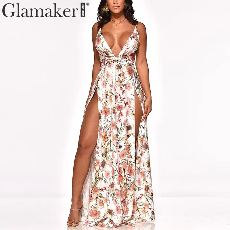 Женское платье с цветочным принтом Glamaker длинное винтажное пляжное большого