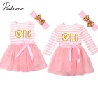 Шифоновое платье для новорожденных девочек, праздничное платье на день рождения, повязка на голову, 2 предмета, Полосатое кружевное лоскутное платье-пачка длиной до колена, 2018