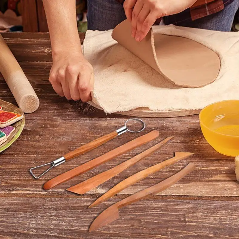 5 шт. деревянные ручки керамика глина скульптура инструменты для моделирования