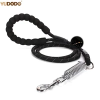 150cm long large dog leash reflective nylon dogs training leashes heavy duty pet leads round rope with buffer spring