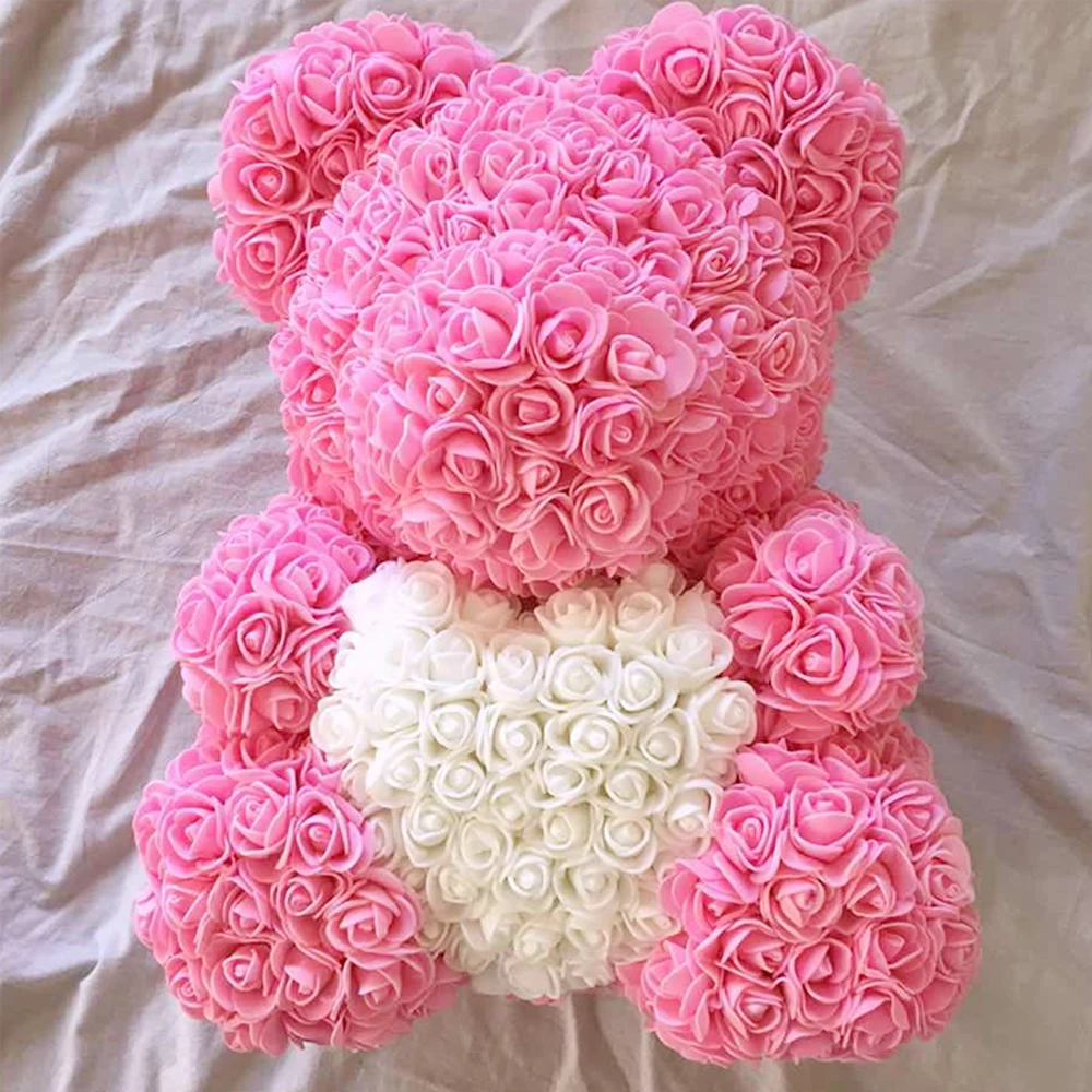 

2020 Valentines Gift 5pcs PE Forever love Rose Bear for Wedding Girlfriend Gift Anniversary Gift (free Customize Ribbon Tie)