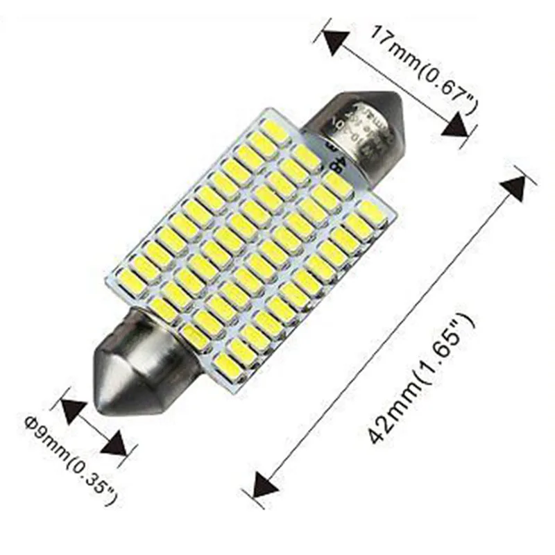 2 шт. 42*17*9 мм 12 ~ 24 V 3014 48SMD 570LM 578 211 212 Белый светодиодный автомобиль интерьерные