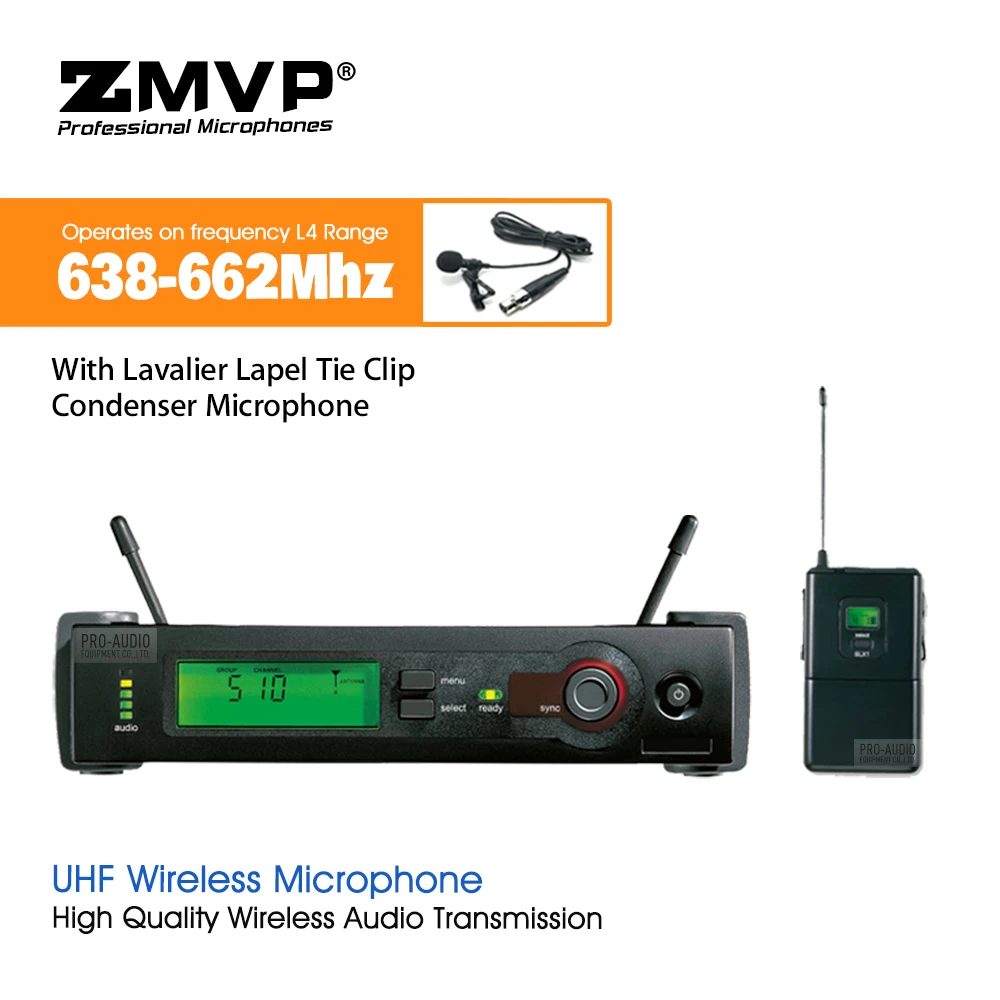 

Professional SLX14 UHF Wireless Microphone Karaoke System with Cordless Bodypack Transmitter Lavalier Lapel Clip Mic 638-662Mhz