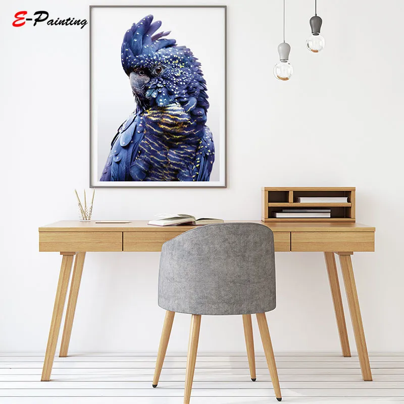 Настенная картина в скандинавском стиле синий попугай холст плакат животное