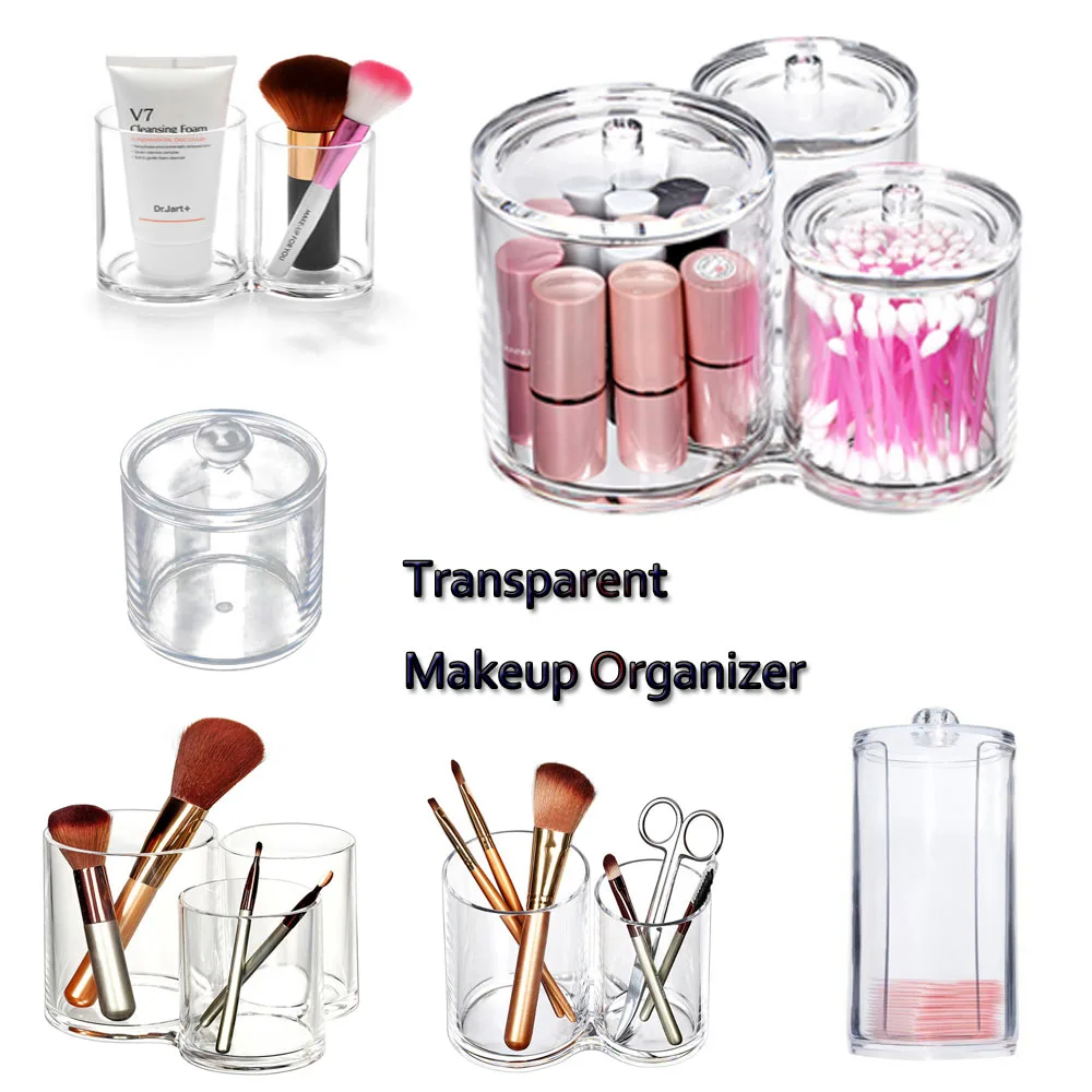 Пластиковый прозрачный круглый органайзер для косметики Хлопковый чехол