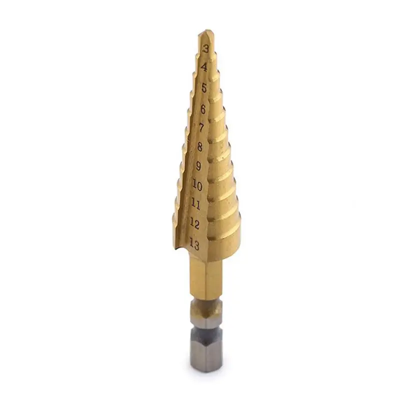 

1pcs 3-13mm HSS Titanium Coated Stepped Drill Power Tools Carbide Drill Mini Drill Bit Set 1/4 Hex Handle Metal Drilling