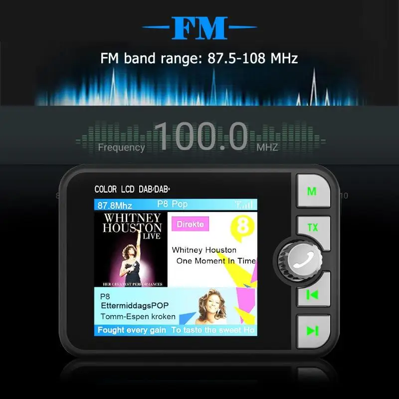 VODOOL C6 автомобильный DAB радио адаптер приемник FM передатчик ЖК-дисплей Поддержка