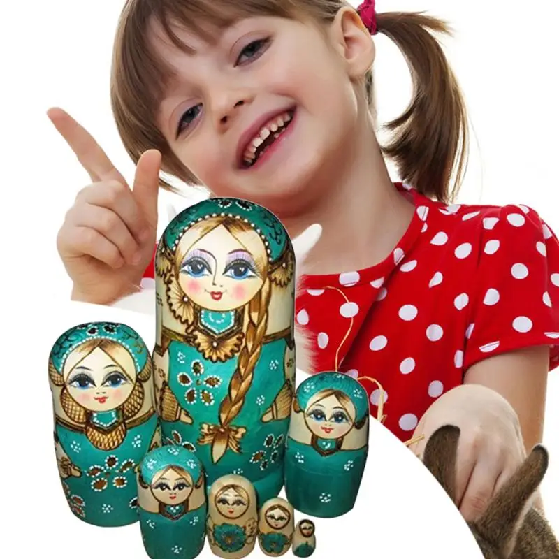 7 шт./лот красивая кукла деревянная матрешка детский подарок русские гнездовые