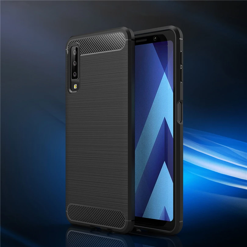 Чехол из углеродного волокна для Samsung A6 A7 A8 Plus A9 2018 A10 A30 A50 мягкий TPU Тонкий чехол