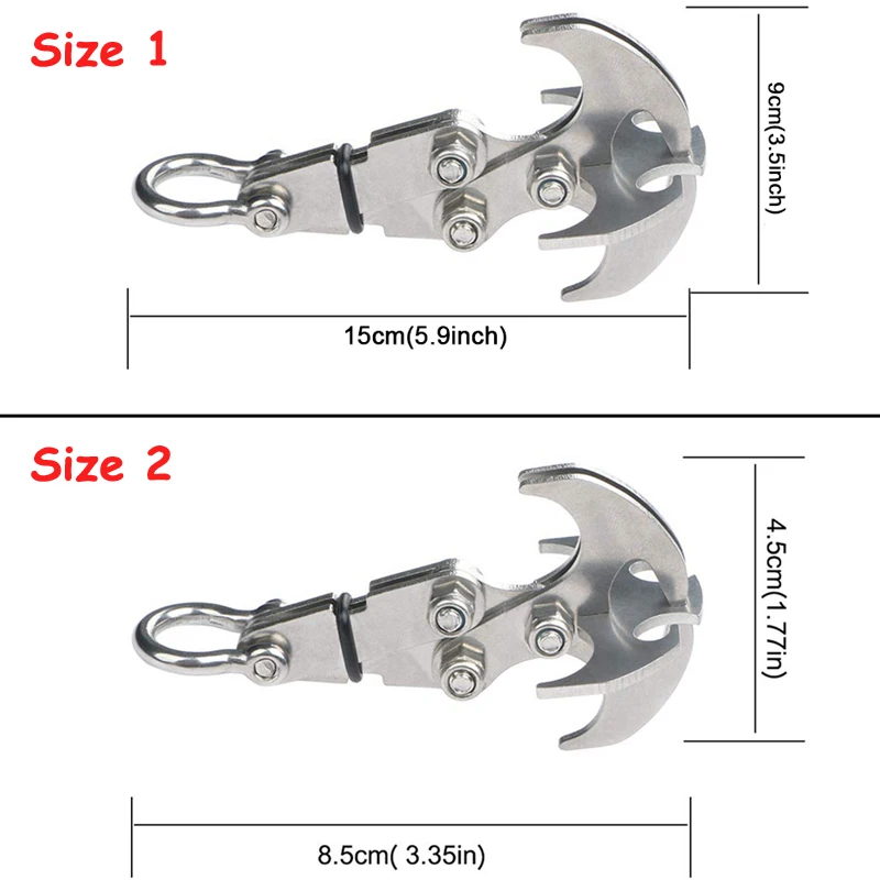 

2-in-1 Rock Climbing Gravity Hook Foldable Grappling Hook Stainless Steel Grappling Hook for Rock Climbing/ice Outdoor Climbing