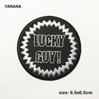 lucky guy letter words embroidered patches for clothing diy stripes applique clothes stickers iron on badges