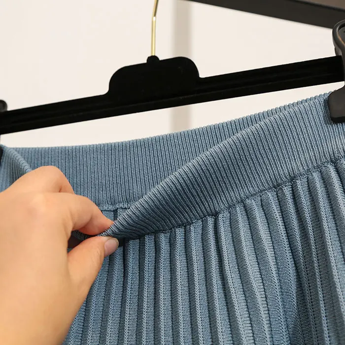 Короткие юбки вязаные складки тонкая высокая талия однотонные женские Mujer Moda