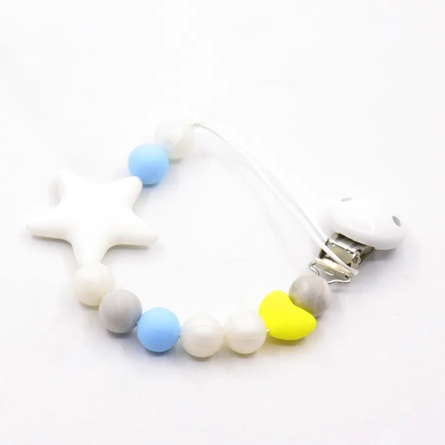 Silicone And Wood Pacifier Clip Wooden Bead Dummy Holder Cute Clips Soother Chains Baby Teething Toy For Chew | Мать и ребенок
