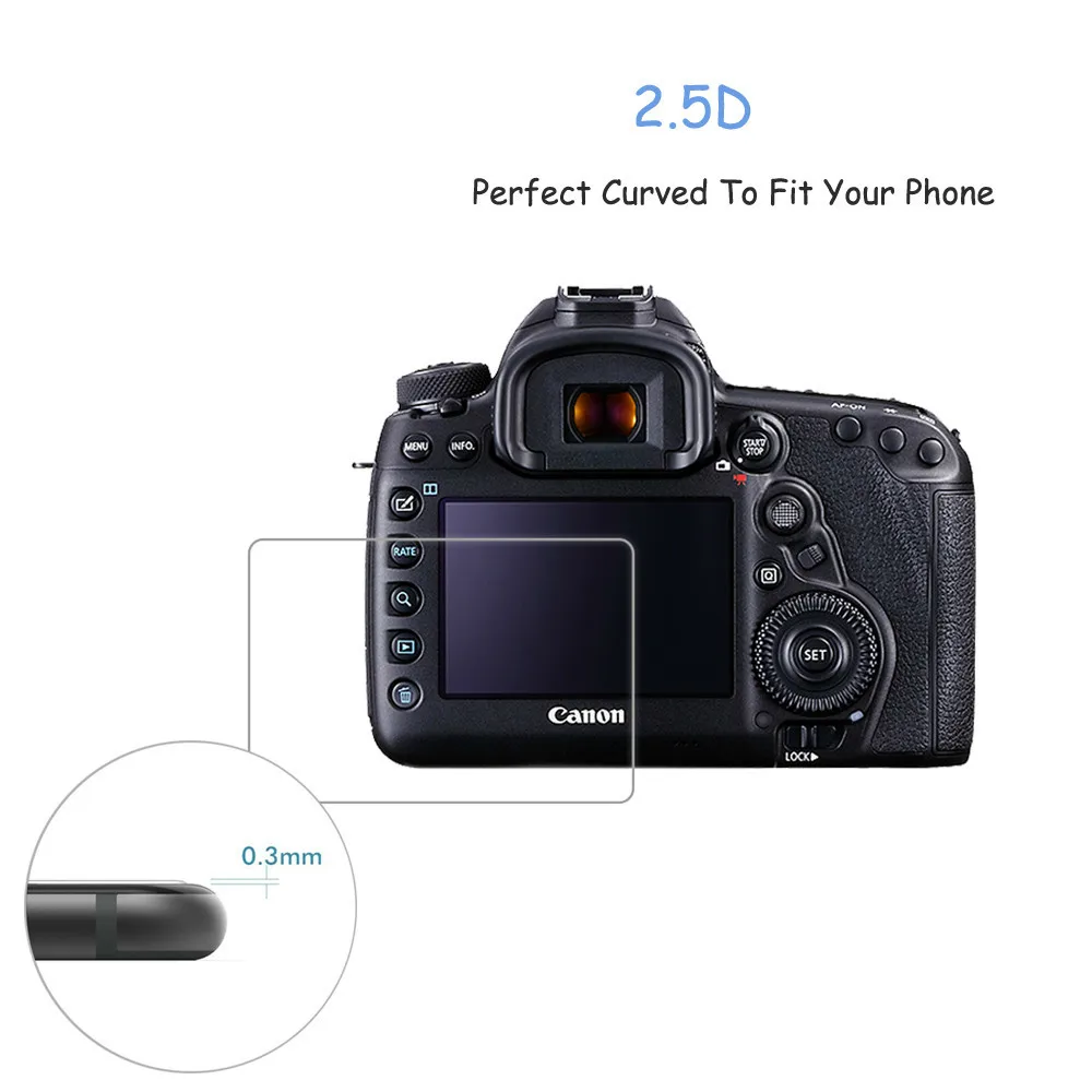 2 упаковки для Canon EOS 5D Mark IV / III 0 3 мм 2.5D 9H прозрачное закаленное стекло протектор