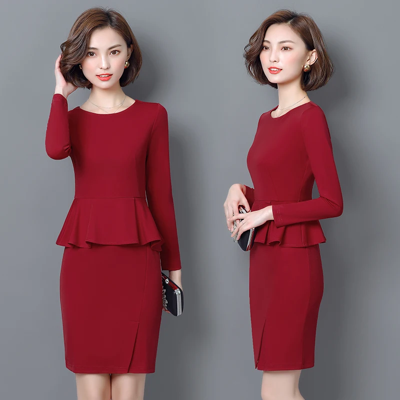 3XL Debowa офисное женское платье 2019 новые весенние платья с длинным рукавом и