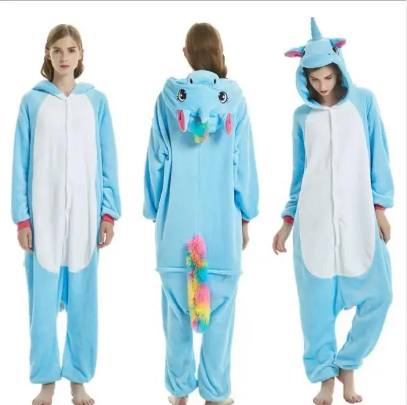 Пижама с животными Для женщин мужчин пижамы Косплэй Onesie Единорог зимние