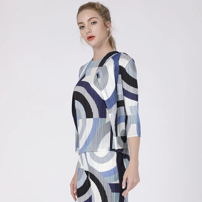 LANMREM 2020 летняя новая плиссированная одежда для женщин короткий тип кардиганы