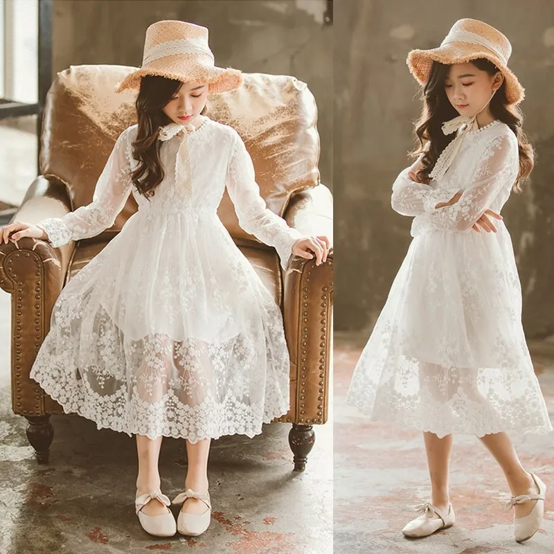 Long Teen Girl Party Dress Wedding Sleeve White Toddler Dresses Spring Summer 2019 Mother And Daughter Clothes | Детская одежда и