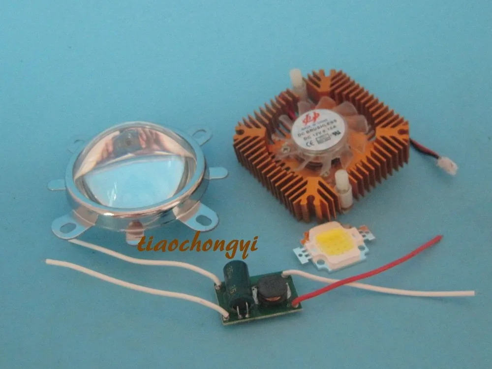 1 шт. 10 Вт холодный белый светодиод высокой мощности + драйвер объектив 50 мм