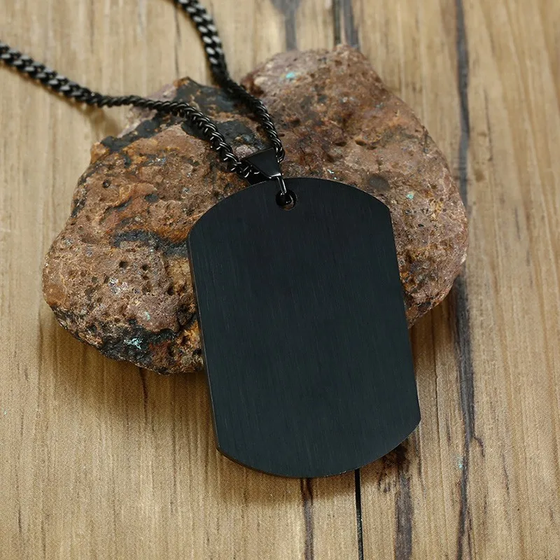 

Vnox Camouflage Dog Tag Pendant for Men Necklace with Blue CZ Stone Army Soldiers Collar Gifts