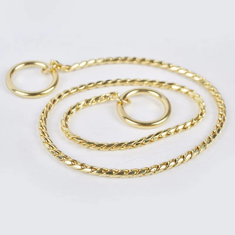 1pc Pet Dog Training Collar Metal Leash Leads Golden Silver Choke Chain Snake Slip Material Copper |