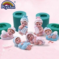 6 kinds of baby shape silicone candle mold lovely boy and girl baby silicone soap making form infant resin cake decoration mould